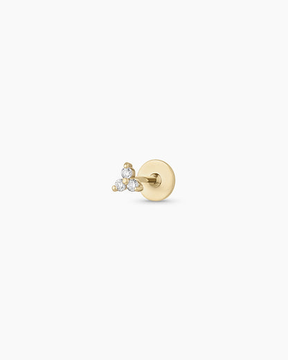 Einzelner Bali-Diamant-Ohrstecker mit flacher Rückseite