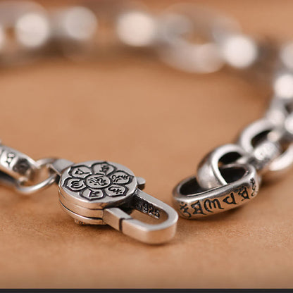 Buddha Stones 925 Sterling Silver Six True Words Wisdom Calm Bracelet