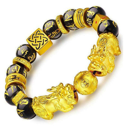 Gold-Plated Double Pixiu Feng Shui Bracelet - Extreme Wealth & Protection