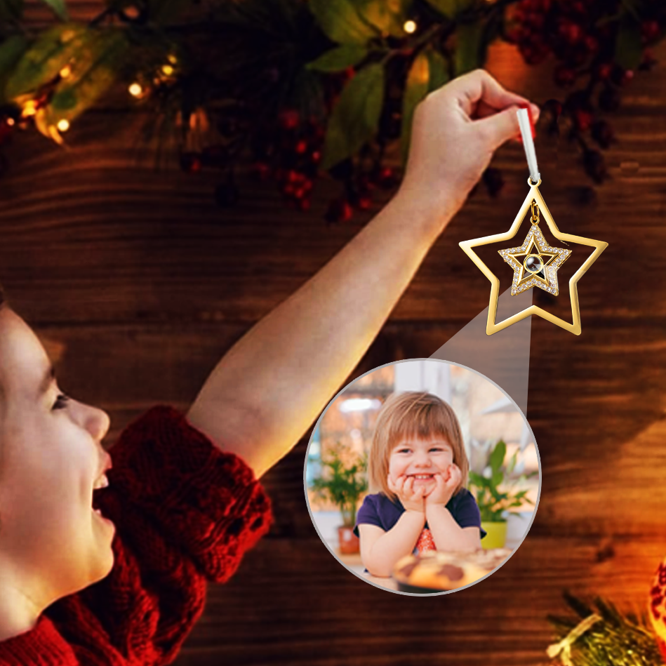 Benutzerdefinierte Weihnachtsstern Ornament mit Foto im Inneren