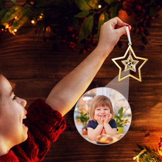 Benutzerdefinierte Weihnachtsstern Ornament mit Foto im Inneren