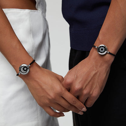 Bracelets tactiles Soleil et Lune avec corde Milan (noir + noir)