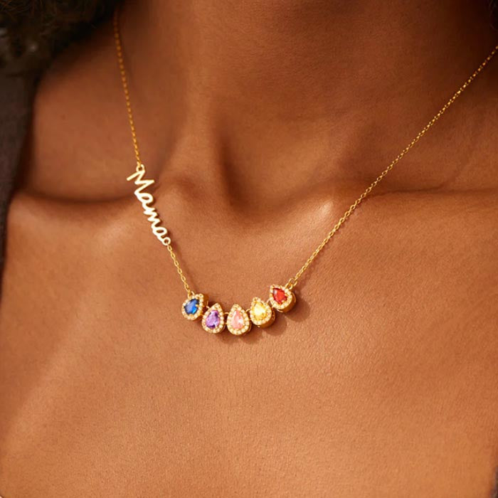 Personalisiertes Armband für Mama mit 1 bis 7 Geburtssteinen