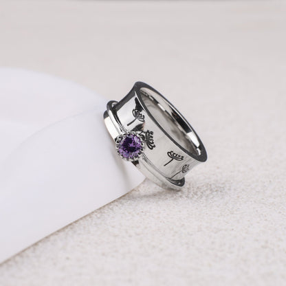 Bague Fidget Spinning Pissenlit Argent Pierre de Naissance