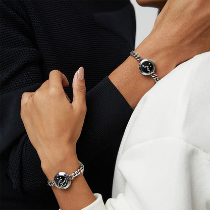 Bracelets Mountain&amp;Sea Touch avec chaîne cubaine (argent + argent)