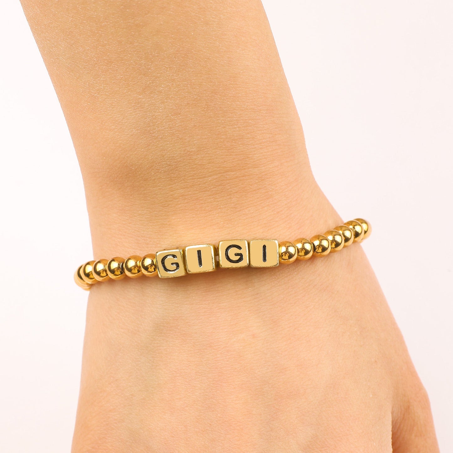 Bracelet d'amitié personnalisé en perles d'or imperméables