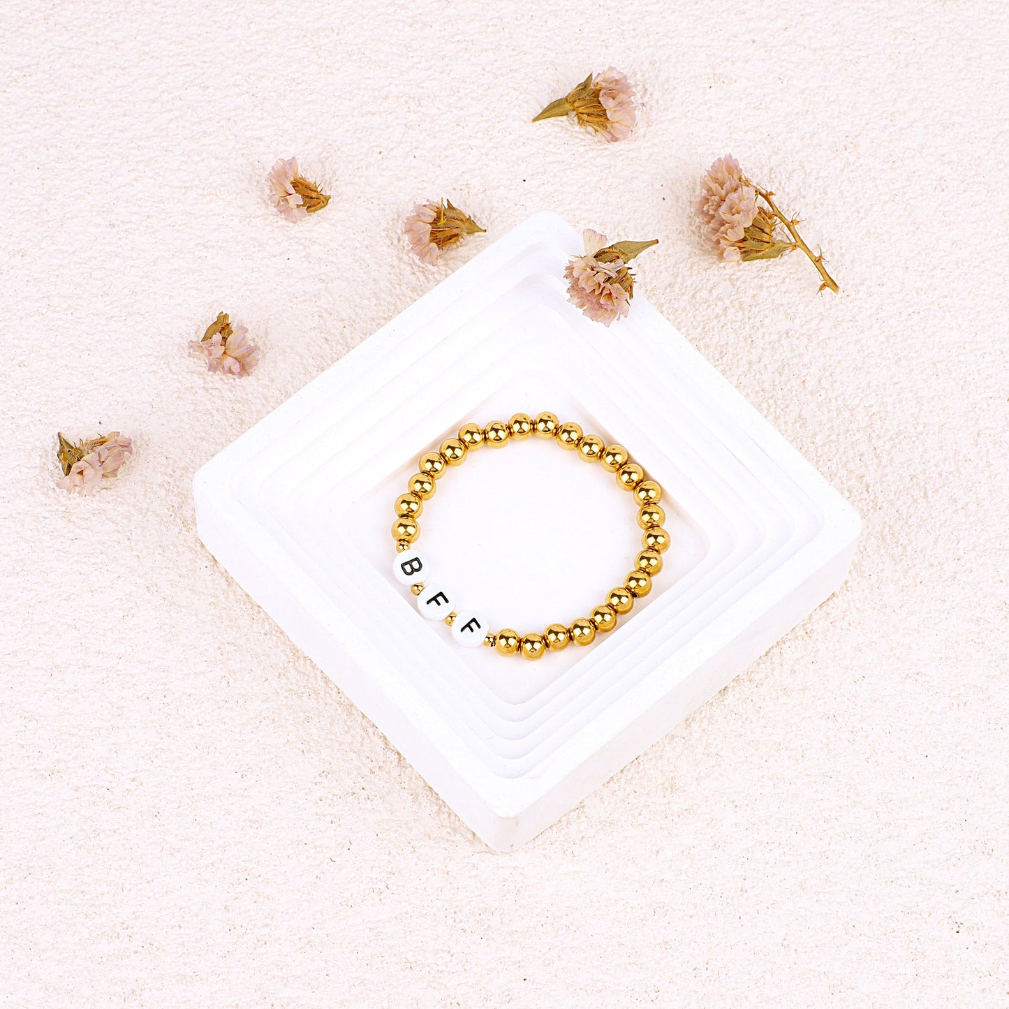 Custom Gold Beaded Name Bracelet