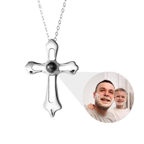 Collier photo personnalisé avec croix