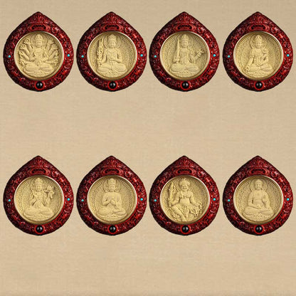 Buddha Stones Chinese Zodiac Avalokitesvara Small Leaf Red Sandalwood Ebony Longevity Necklace Pendant