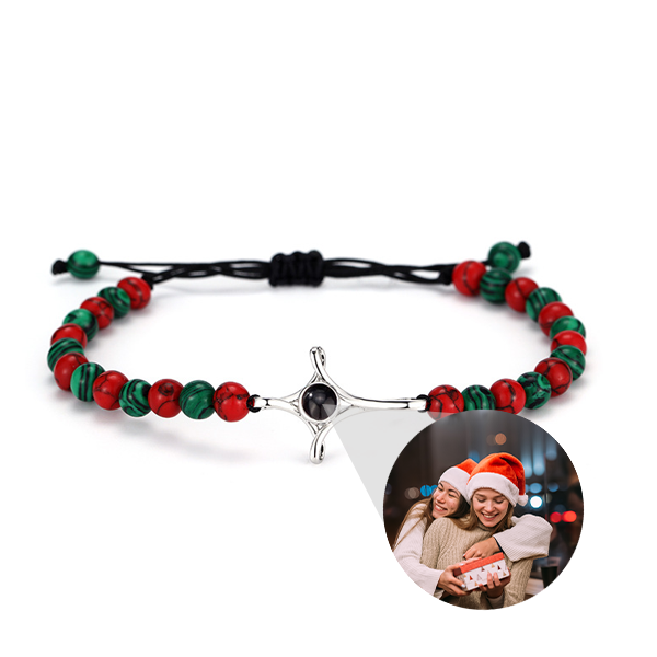 Personalisiertes Kreuzanhänger Bunte Perlen Armband Weihnachtsgeschenk