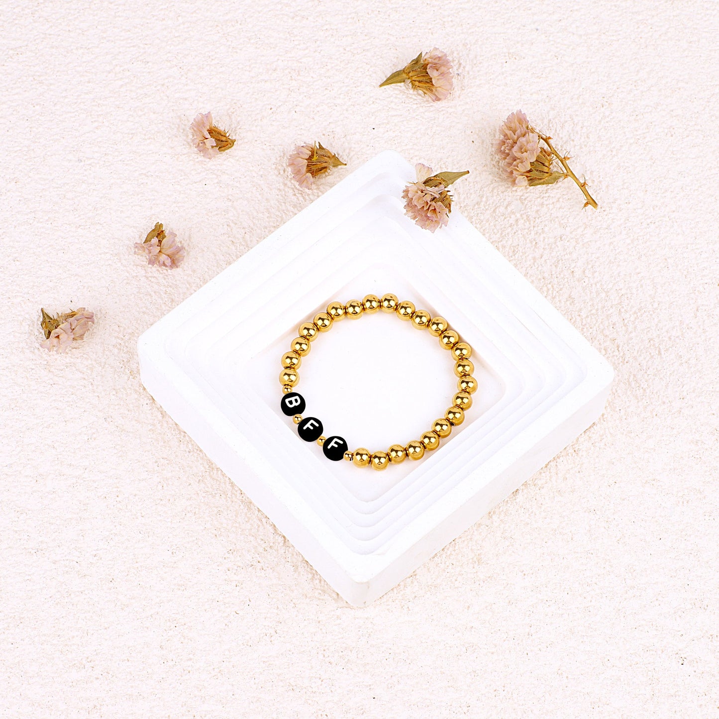 Custom Gold Beaded Name Bracelet