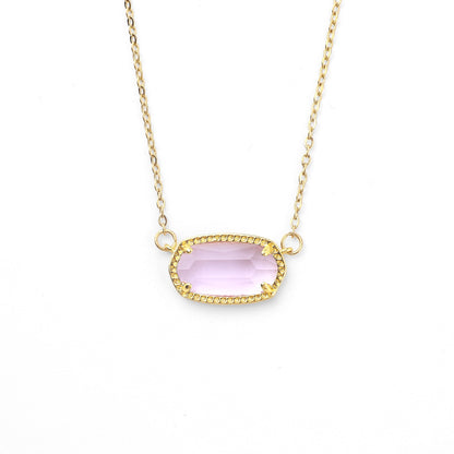 Collier avec pendentif ovale et pierre de naissance