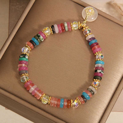 Buddha Stones Various Crystal Peace Buckle Auspicious Bracelet
