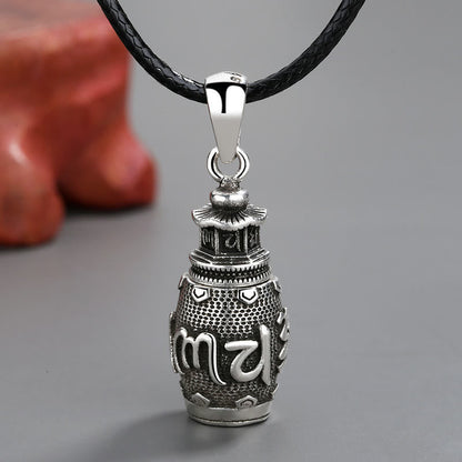 Collier pendentif créatif en cuivre avec pierres de Bouddha Om Mani Padme Hum 