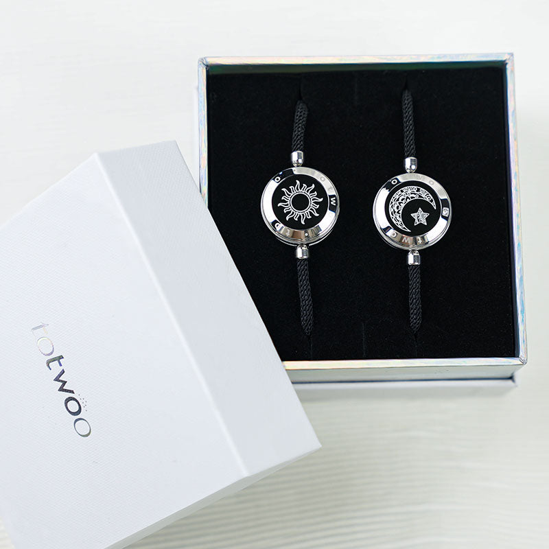 Bracelets tactiles Soleil et Lune avec corde Milan (noir + noir)