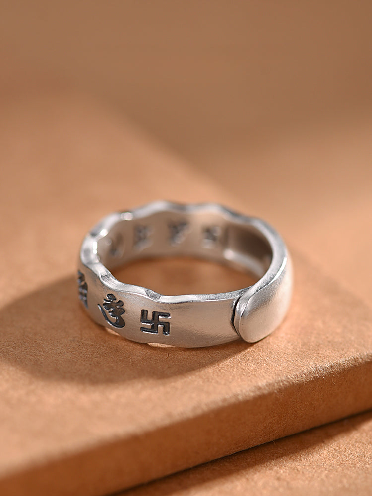 Tibetan Pure Silver Six-Syllable Mantra Couple Rings