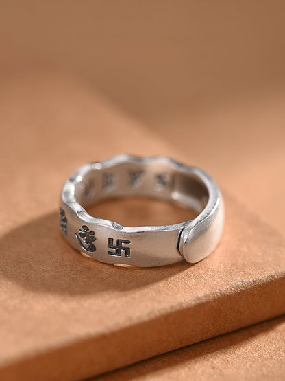 Tibetan Pure Silver Six-Syllable Mantra Couple Rings