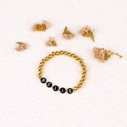 Custom Gold Beaded Name Bracelet