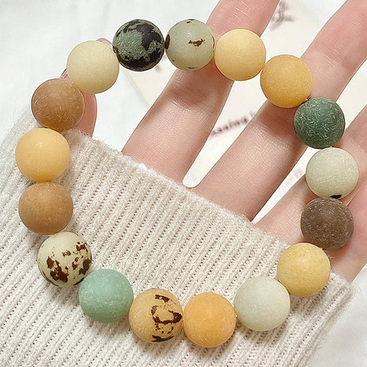 Natürliches Bodhi-Samen-Bodhi-Armband aus polierter weißer Jade