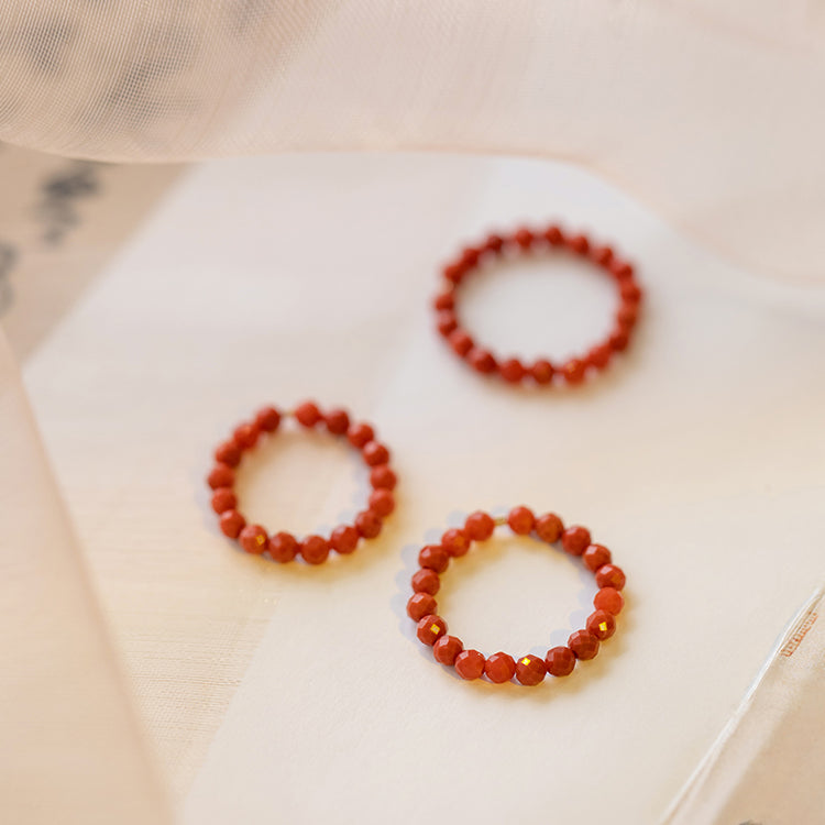 Ultra-fine 2mm South Red Agate Ring