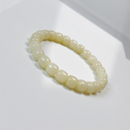 (Jade Blanc Bodhi) Bracelet Bodhi en Jade Blanc Original 9*10mm