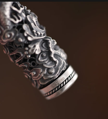 Pure Silver Dragon Disc Pendant