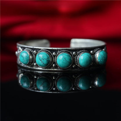 Nepalese Handcrafted Turquoise Inlaid Bangle
