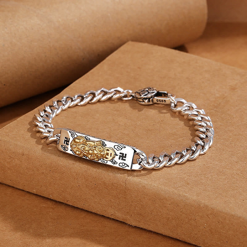 Bracelet de sagesse avec boucle à ressort et pierres de Bouddha Om Mani Padme Hum Pixiu Swastika 