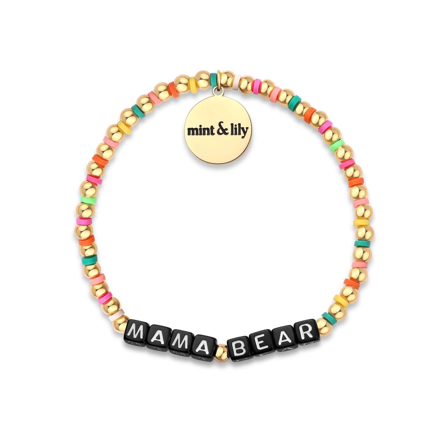 Bracelet d'amitié personnalisé en perles arc-en-ciel dorées et imperméables