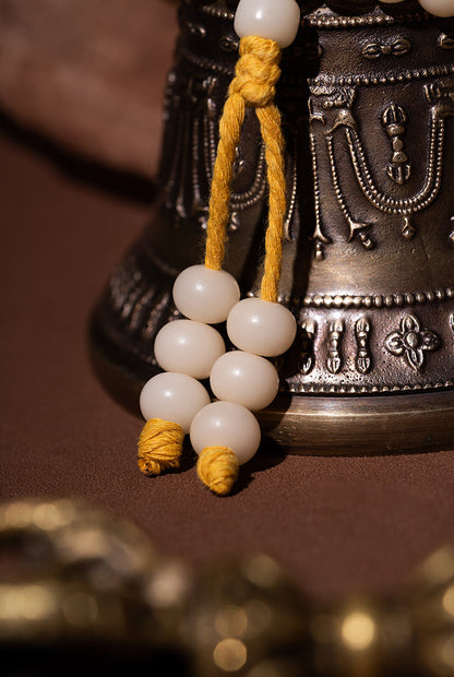 7.5mm*10mm White Jade Bodhi 108 Bead Mala Necklace