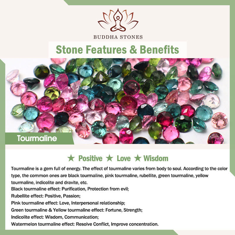 Buddha Stones Buntes Turmalin-Chalcedon-Charm-Armband mit positivem Fu-Charakter 