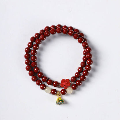 Buddha Stones Zinnober Lotus Charm Doppelt gewickeltes Segensarmband