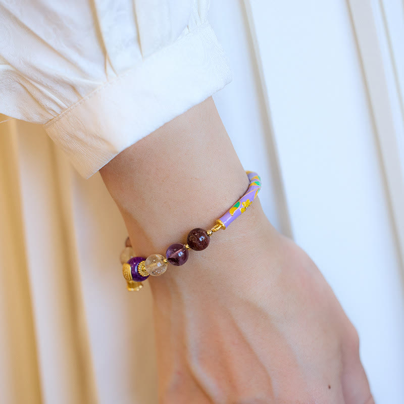 Buddha Steine ​​Lila Phantom Lila Jade Schrift Citrin Liebe Weisheit Armband Armreif 