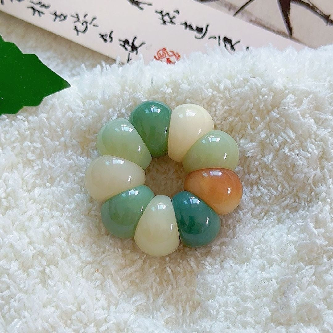 Garlic Clove Bodhi Multicolored Bead Bracelet 14mm for Stress Relief and Meditation