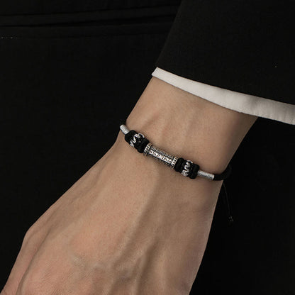 Bracelet en corde tressée avec pierres de Bouddha en argent sterling 925, symbole de la sagesse Om Mani Padme Hum 