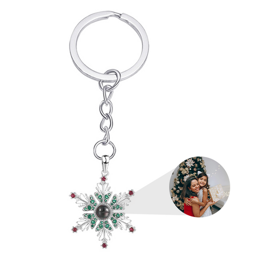 Personalisierter Weihnachts-Schneeflocken-Foto-Schlüsselanhänger