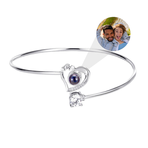 Bracelet photo personnalisé en forme de cœur