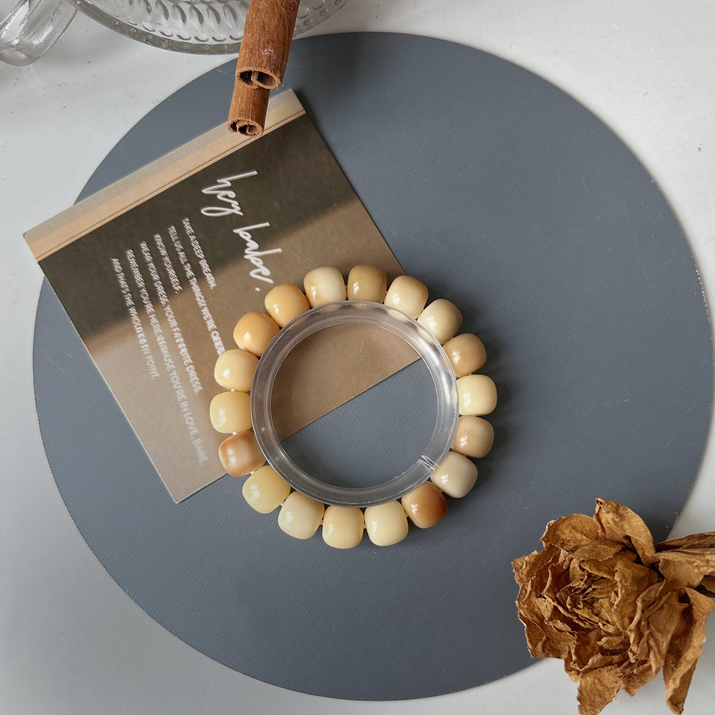 Milk Coffee Color Multicolored Bodhi Bracelet 12mm (Multiple Colors Available)