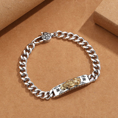 Bracelet de sagesse avec boucle à ressort et pierres de Bouddha Om Mani Padme Hum Pixiu Swastika 