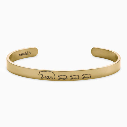 Mama Bear & Her Baby Bears Engraved Cuff Bracelet