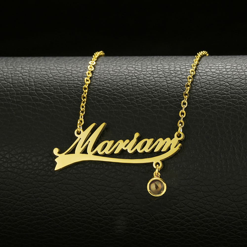 Personalisierte Namenskette mit Fotoanhänger