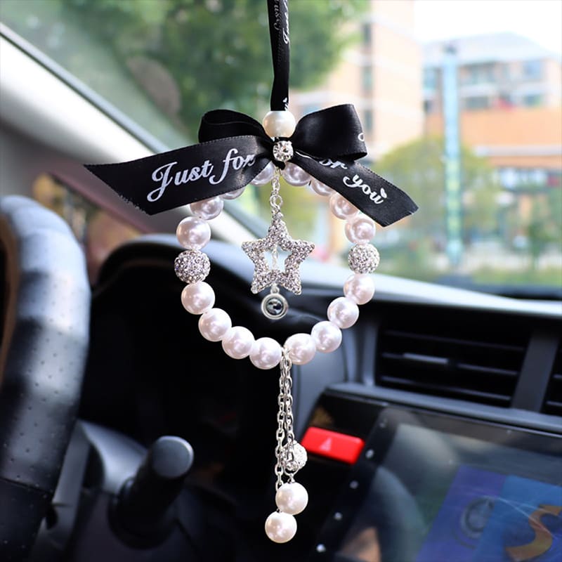 Personalisierte Foto Bling Fliege Perle Auto Spiegel Hängende Ornament Zubehör