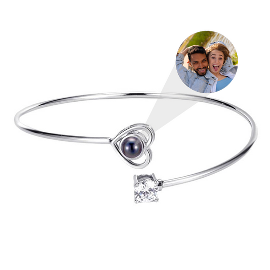 Bracelet photo minimaliste personnalisé en forme de cœur