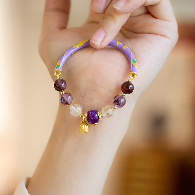Buddha Steine ​​Lila Phantom Lila Jade Schrift Citrin Liebe Weisheit Armband Armreif 