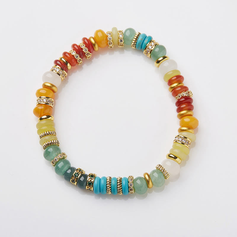 Buddha Stones Natürlicher roter Achat Jade Regenbogen Selbstvertrauensarmband 