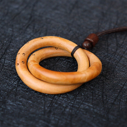 Collier pendentif en pierres de Bouddha en bois de jujube, anneau taoïste Yin Yang, cercle Qiankun, porte-bonheur, éloigne les mauvais esprits 