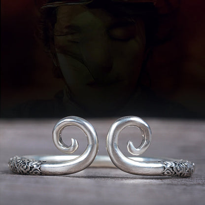 Bracelet réglable en argent sterling 999 pour couple Sun Wukong avec motif de sort de serrage