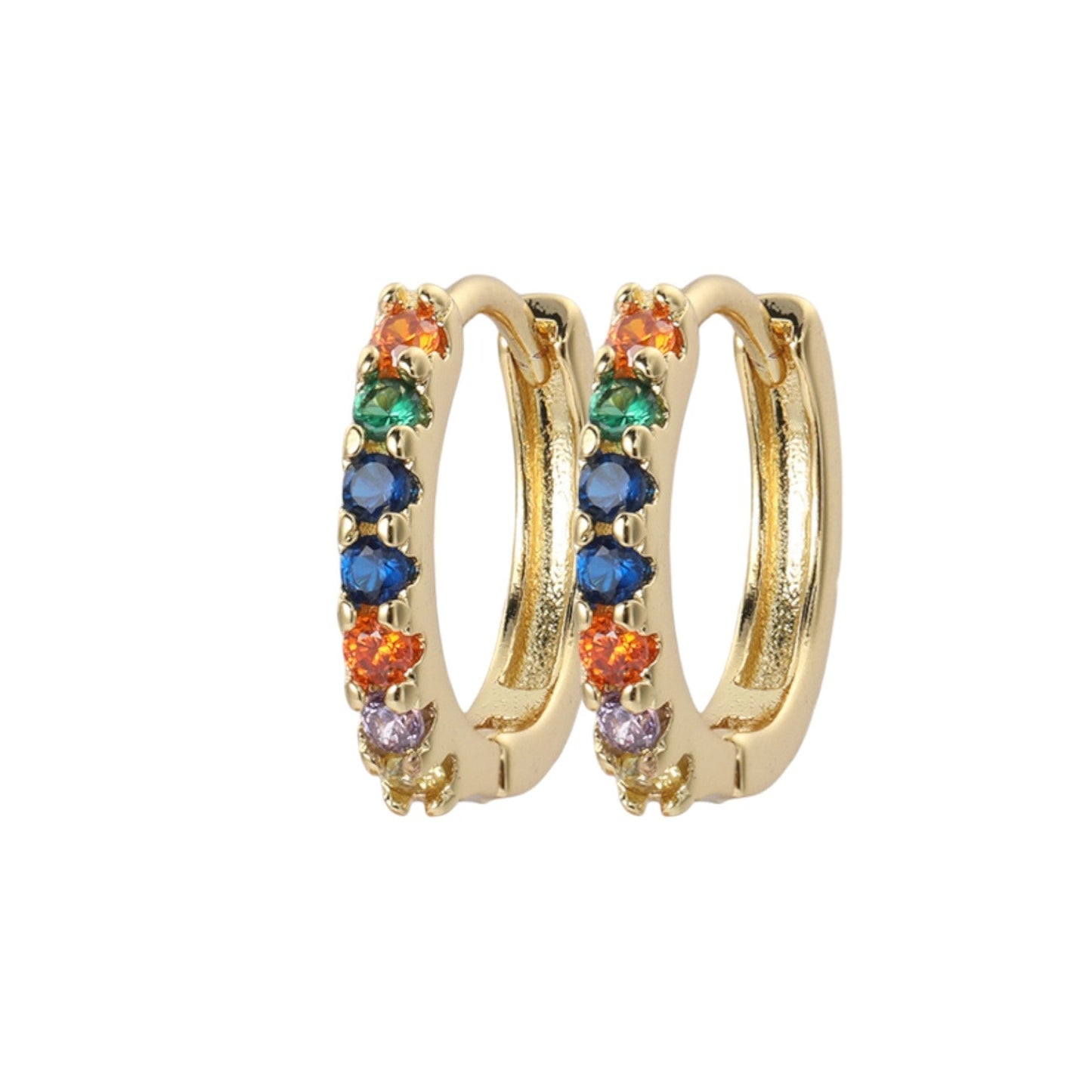 Boucles d'oreilles créoles dormeuses en pierres précieuses