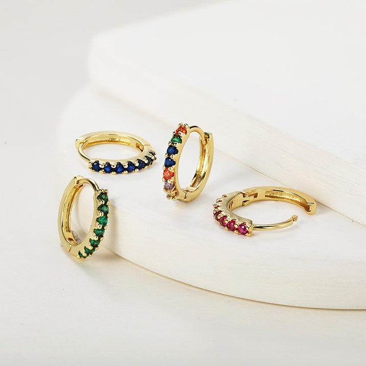 Boucles d'oreilles créoles dormeuses en pierres précieuses
