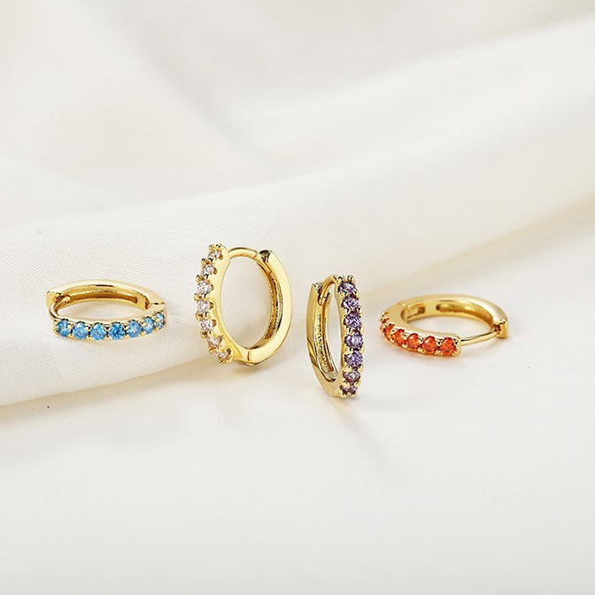 Boucles d'oreilles créoles dormeuses en pierres précieuses